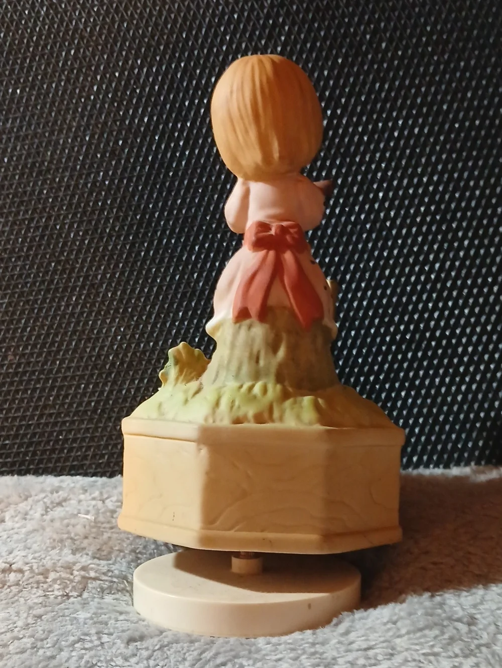 Vintage Music Box Figurine with Blonde Girl and Duck